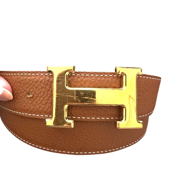 HERMES Reversible Leather 32‎ mm H Belt Brown Black main image 6